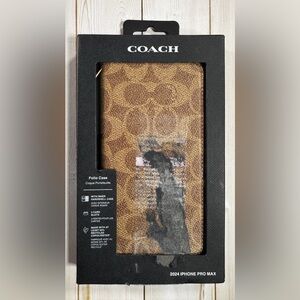 Coach | 2024 iPhone Pro Max Folio Case in Brown Signature Canvas